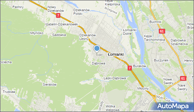 mapa Łomianki Dąbrowa, Łomianki Dąbrowa na mapie Targeo